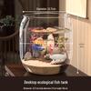Eco-Friendly Desktop Fish Tank: Plastic Turtle & Fish Habitat with Imitation Glass, Micro Landscape Design for Home/Living Room Décor
