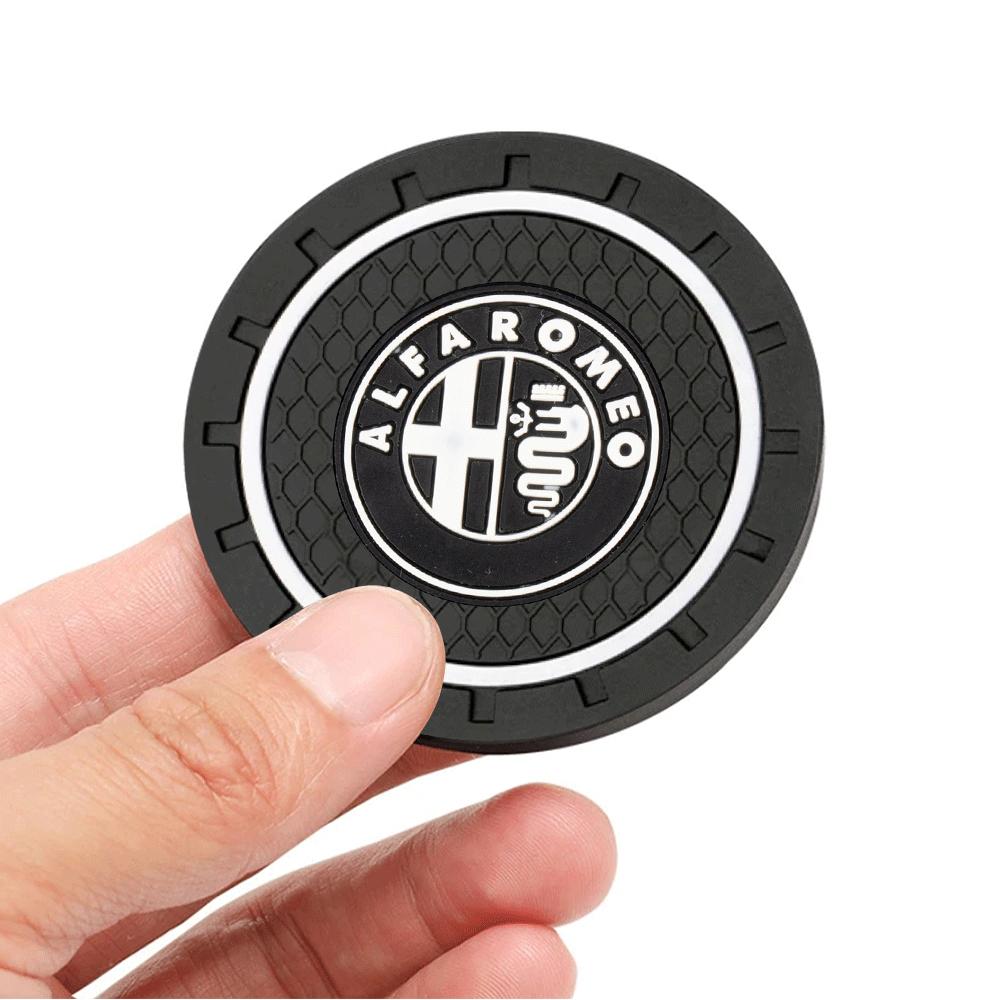 1/2pcs Car Coasters Silica Gel Water Cup Mat Valve Non-slip Pad For Alfa Romeo Giulia Stelvio MiTo Giulietta 147 156 159 166 GT
