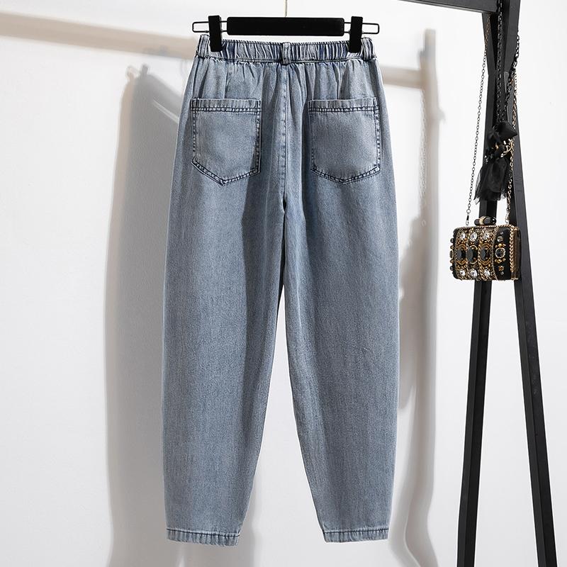 MOJTA Women Spring Autumn Plus Size Casual Loose Pants Hight Waist Jeans