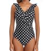 Women's Fashion One-Piece Ruffle Polka Dot Swimming Costume With Bra Pads And No Steel Bra