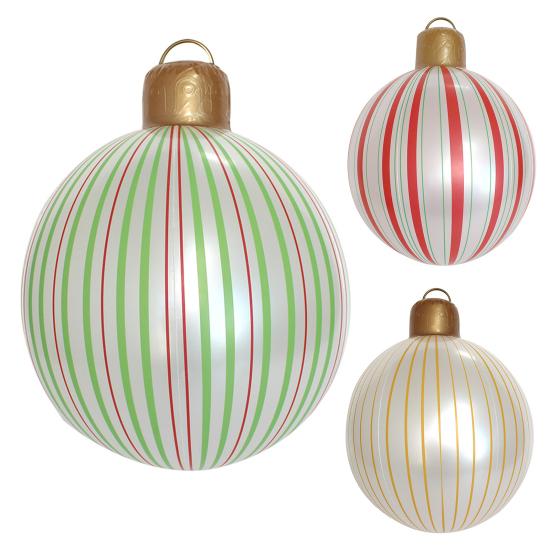 16" Giant Inflatable Christmas Ball Ornaments Large PVC Blow Ball Decorations for Indoor Outdoor Yard Lawn Porch Decor