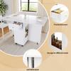 Folding Dining Table (120 x 75 x 75 cm), Mobile Kitchen Worktop, for 2-4 People, with Open Storage, 2 Drawers, Lockable Casters, White