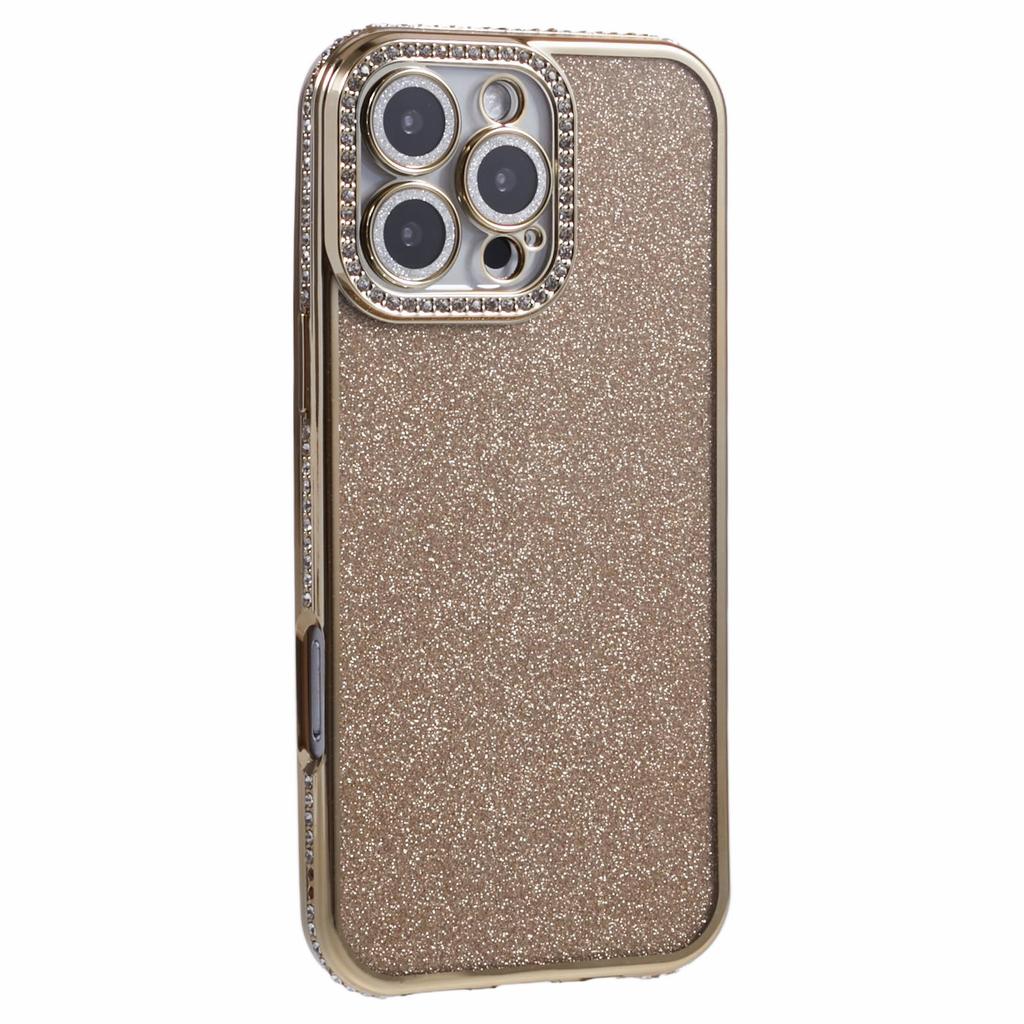 Чехол для iPhone 16 Pro Max Защита объектива камеры Прозрачная задняя крышка телефона Декор стразами с блестящей бумагой