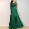 European Chiffon and Lace Round Neck Evening Dress for Women