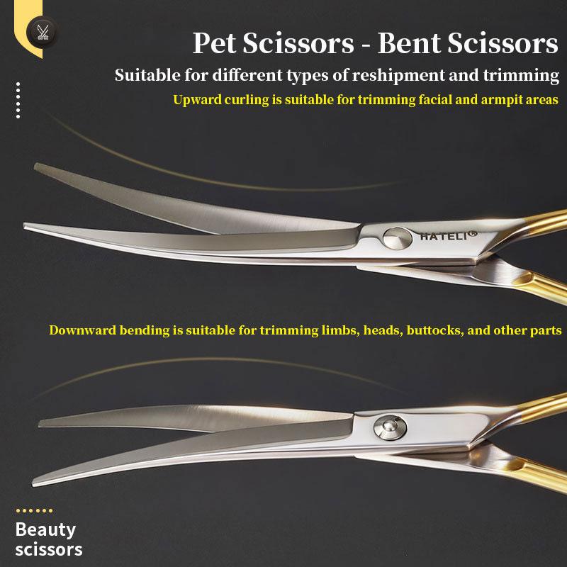 7.0 inch Professional Pet Grooming Scissors Fishbone Teeth Straight/Curved Thinning Scissor for Dogs Pet Groomer Tools Products