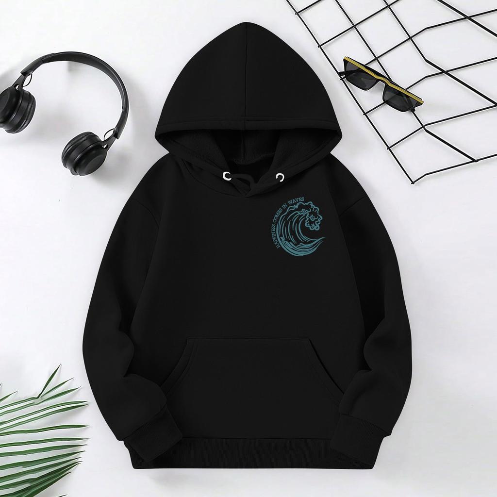 Детские толстовки, свободная спортивная рубашка с капюшоном и принтом, модная спортивная рубашка