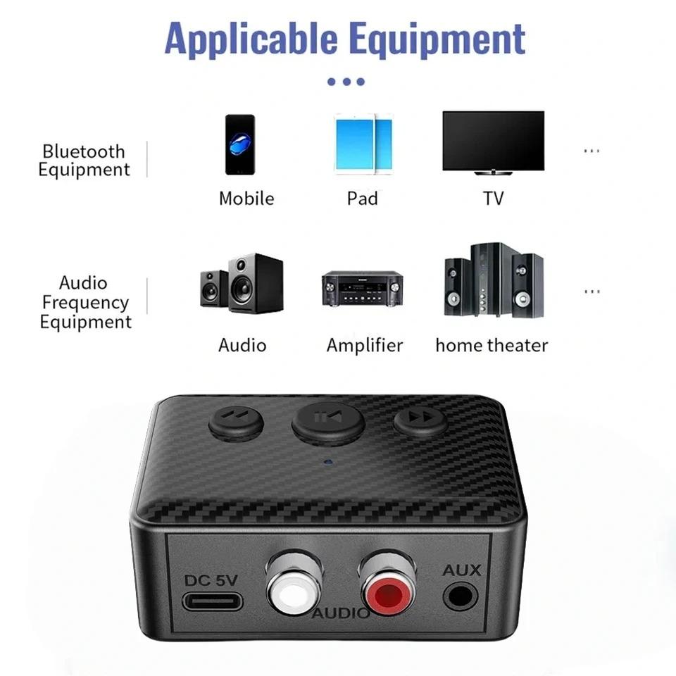 Аудиоадаптер Bluetooth 5.4 Беспроводной приемник RCA 3,5 мм AUX USB Аудиоадаптер с микрофоном Поддержка воспроизведения с U-диска Для автомобильного комплекта Динамик