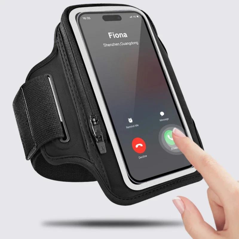 HAISSKY Zipper Sport Running Bags Armband Bag For iPhone 17 16 Pro Max 16E 17 Air 15 14 Samsung Xiaomi Outdoor Fitness Arm Pouch 6