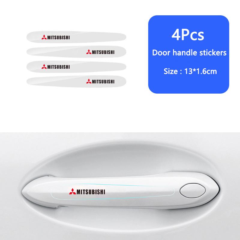 ysdf5 Car Door Handle Bowl Transparent Sticker Anti-collision Protection Strips For Mitsubishi Pajero ASX Space Delica Triton Ralliart