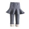 Girls' Winter Fleece-Lined Skirt Leggings - Thick Pure Cotton, Solid Colors, for Middle and Large Children