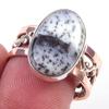 Natural Dendrite Opal Gemstone 925 Sterling Silver TwoTone Gift Ring S.9 H3A93