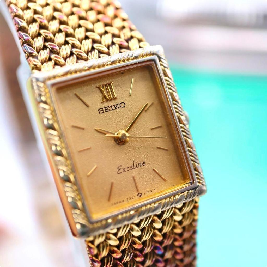 [Б/У] SEIKO Exceline Цепочка Квадратные Женские Часы 1175