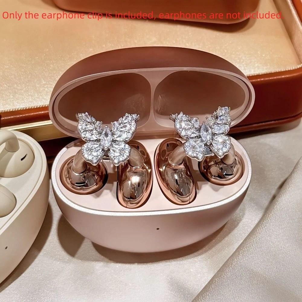 Creative Butterfly Earphone Clips Artificial Crystals Earphone Decorations  Personal Accessories