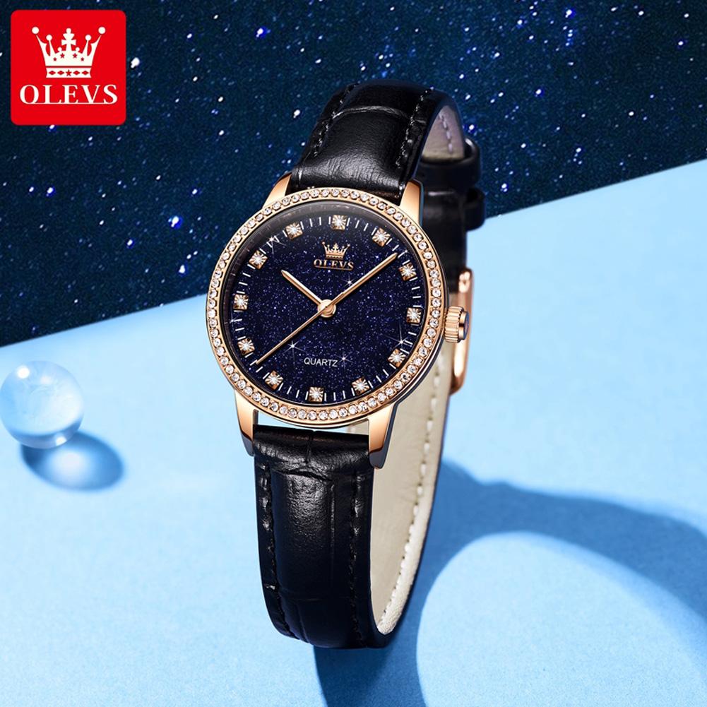 OLEVS 5605 Luxury Waterproof Diamond Luminous Starry Sky Elegant Gift Ladies Classic Quartz Watch for Woman
