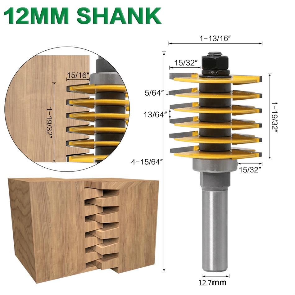 1pc 8/12.7mm Shank Brand New 2 Teeth Adjustable Finger Joint Router Bit Tenon Cutter Industrial Grade for Wood Tool