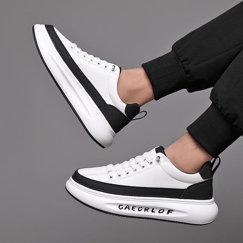 Модная мужская кожаная модная уличная обувь на толстой подошве, мужская повседневная обувь класса люкс, мужские удобные кроссовки, новая шнуровка, мужская обувь