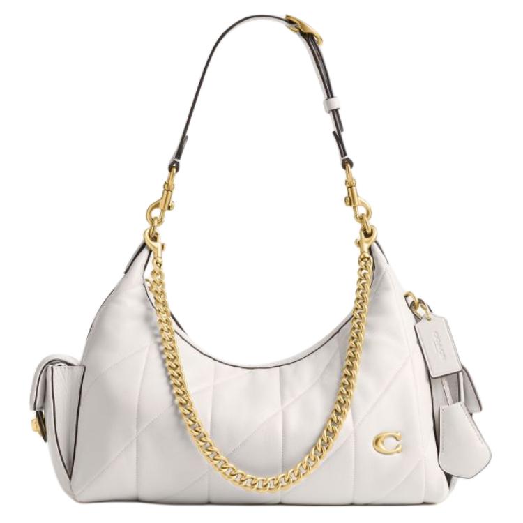 Coach Pocket Juliet 30 Quilted Detail Gold Hardware Lambskin Leather Shoulder Bag Large Women shoulder bag Chalk-White CEM89-B4HA