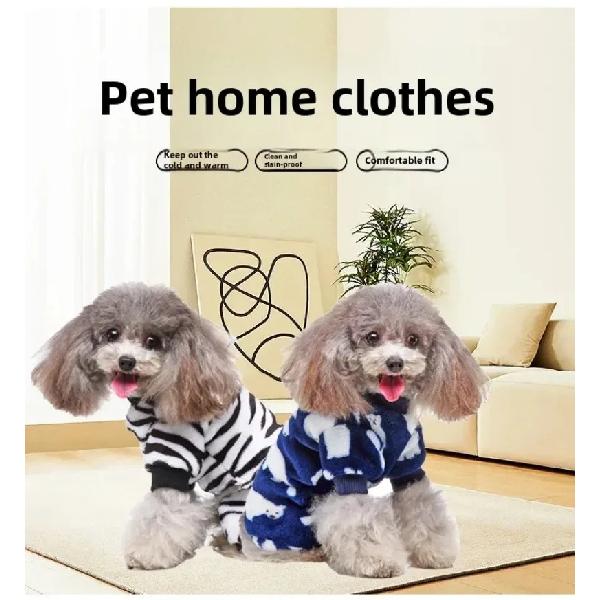 Small Breed Dog Plush Pyjamas Autumn Collection Cross-Border Pet Clothing Cozy Doggy Jumpsuit Pet Supplies