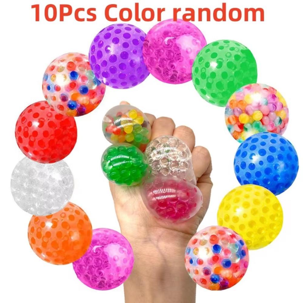 10pcs Solid Water Ball Pinching Toy Squeezing Acne Rainbow Ball Squeeze Toys Children Birthday Gift