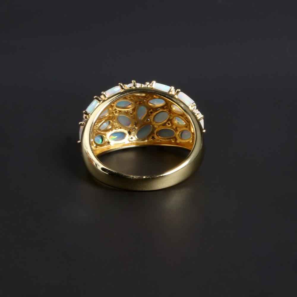 Роскошное кольцо с опалом 3,8 карата, чистое серебро 925 пробы, натуральные Эфиопии, разноцветные драгоценные камни, изысканные украшения для женщин, жены, мамы, хороший подарок