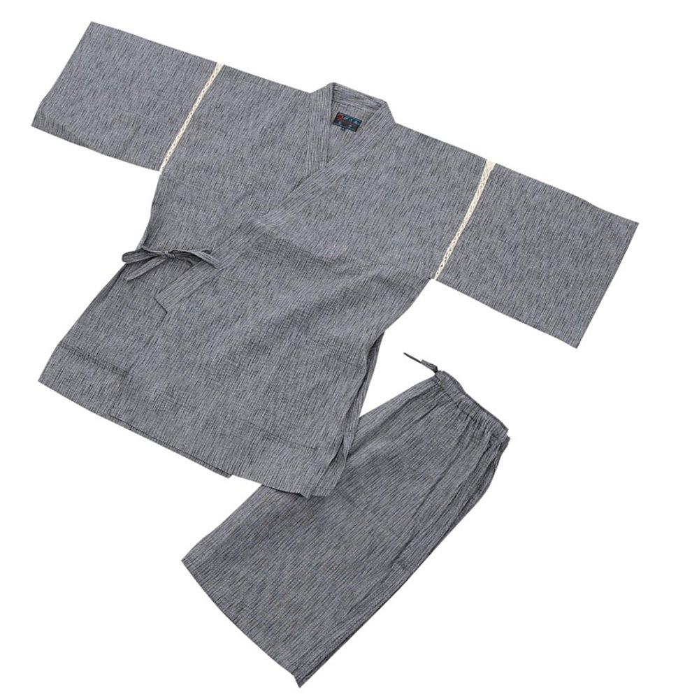 Мужской джинбэй из ткани шиджира Edoten, Прохладная летняя одежда, 100% хлопок, Оригинальный принт в стиле ретро с золотыми рыбками, Светло-серый, Размер M