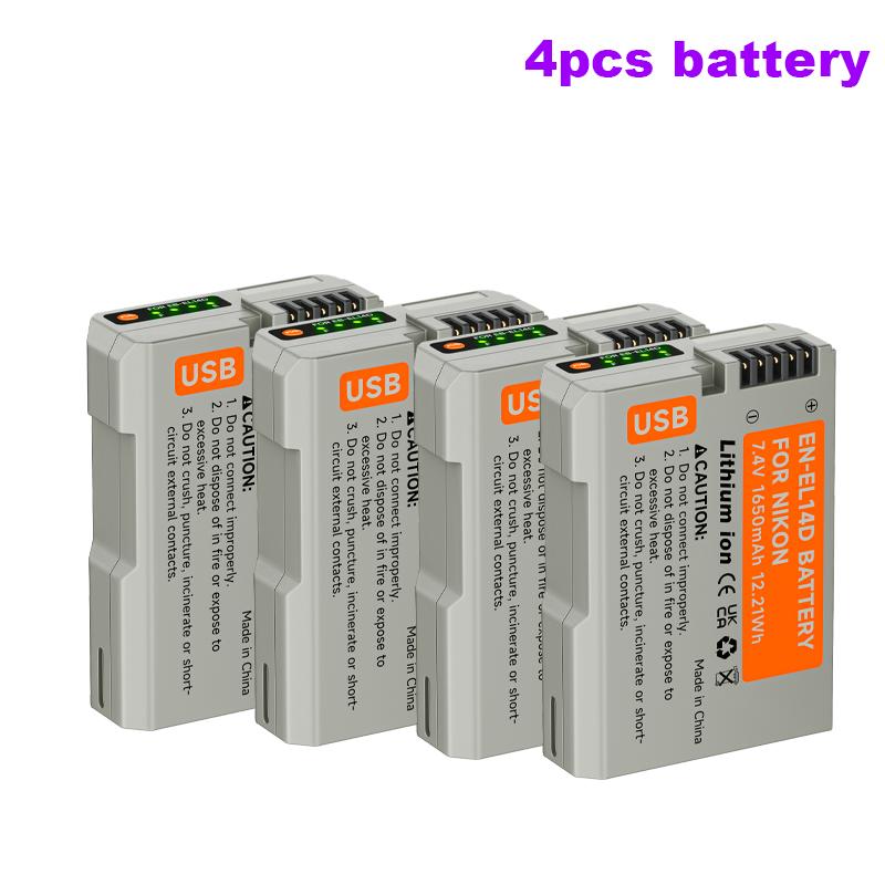 EN-EL14 1650mAh USB Type C EN-EL14a EN EL14 Battery for Nikon Df D5500 D5600 D3400 D3500 D5100 D5200 D5300 D3100 D3200 D3300