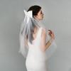 1pcs Elegant Bridal Wedding Headdress Ivory White Headpiece Bow Short Veil Back Head Decor Hair Accessories