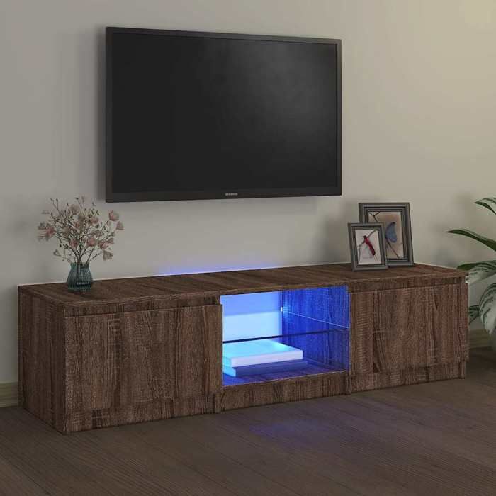 VidaXL TV Cabinet with LED Lights Brown Oak 140x40x36 Cm, TV Stand, Media Cabinet, Hi-Fi Cabinet, TV Unit 822683