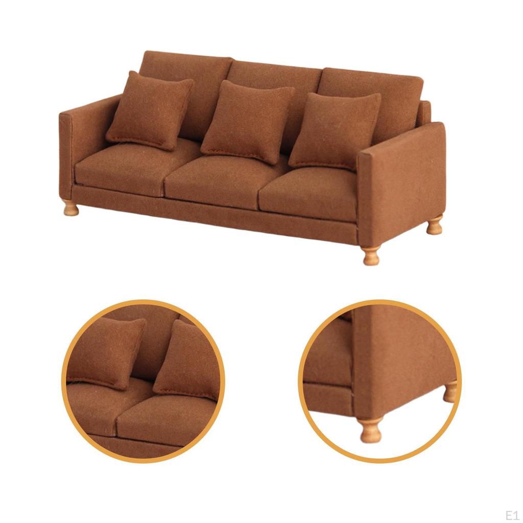 Dollhouse Couch Miniature Sofa 1/12 DIY Pretend Play Toy Mini Furniture