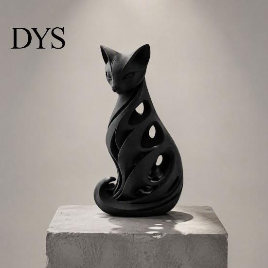 Декоративные фигурки для гостиной 3D-печатная фигурка кота-спирали, полая современная абстрактная скульптура, маленький настольный декор, полка для журнального столика, минималистичный