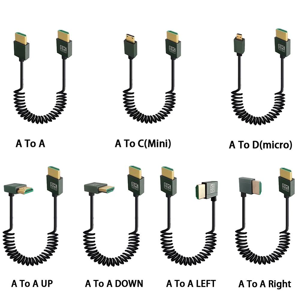 Кабель HDMI-совместимый на HDMI-совместимый 8K Ultra HD витой кабель папа-папа Экстремально тонкий кабель HDMI-совместимый 2.1 8K@60Гц 4K@120Гц