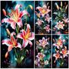 Diy Large Size Colored Pink Lily Flower Diamond Painting Art Kits 5D Full Diamond Mosaic Embroidery Rhinestone Picture Wall Decor J3990