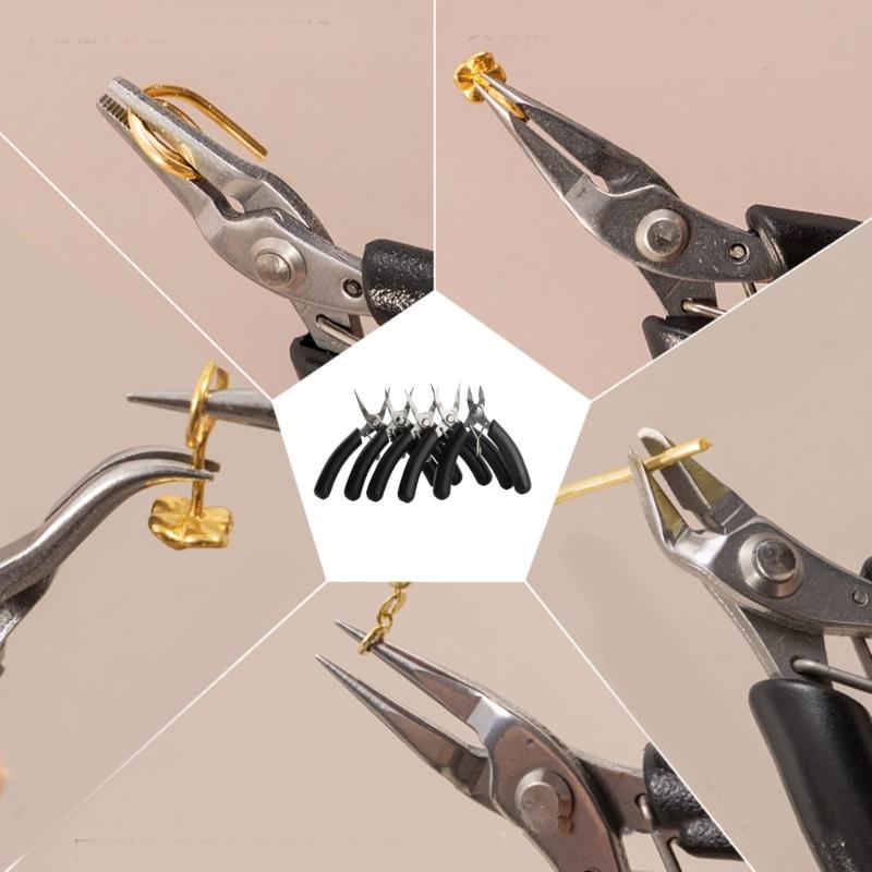 Set of 5 Jewelry Pliers Essential Crafting Tool Cutting Pliers Round Nose Pliers Suitable for Necklace Bracelet Making
