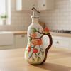 Ceramic Oil Bottle with Pouring Spout Sturdy Soy Sauce Dispenser Hinged Cap