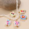 Soft Hand-Drawn Square Flower Bow Pendant - Cute DIY Jewelry