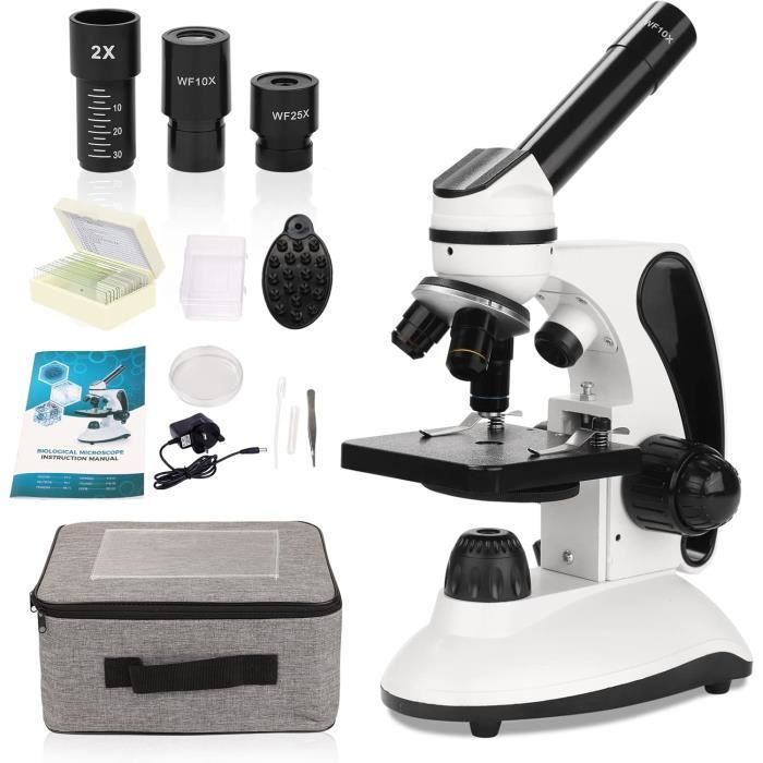 Microscope - hutact x-2 - grossissement 40x-2000x - éclairage led double - design professionnel en métal