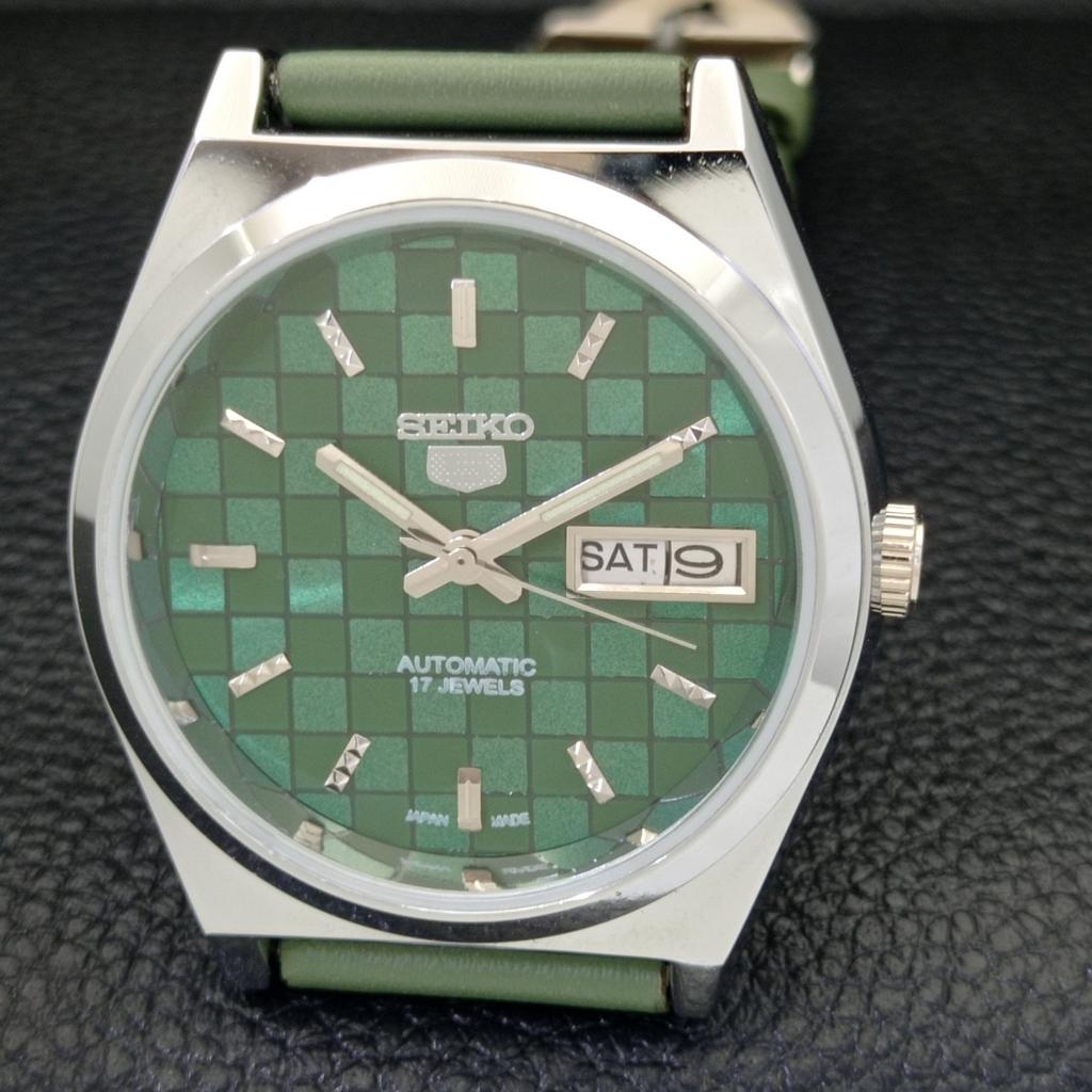 ВОССТАНОВЛЕННЫЕ МУЖСКИЕ ЧАСЫ SEIKO 5 AUTOMATIC, СДЕЛАНО В ЯПОНИИ, ЗЕЛЕНЫЙ ЦИФЕРБЛАТ, ИЗГОТОВЛЕНЫ НА ЗАКАЗ a440057-2