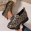 Fashion Women's Leopard Print Platform Sneakers Plus Size Comfort Slip On Casual Shoes Woman Fashion Thick Sole Non Slip Walking Shoes