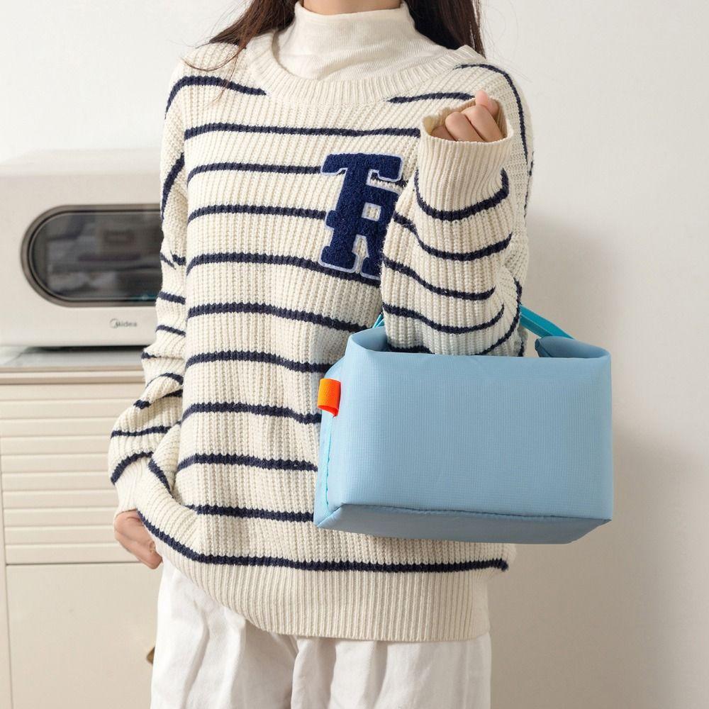 Portable Oxford Cloth Lunch Box Bag Large Capacity Waterproof Insulated Tote Bag Thickened with Handle Food Thermal Handbag