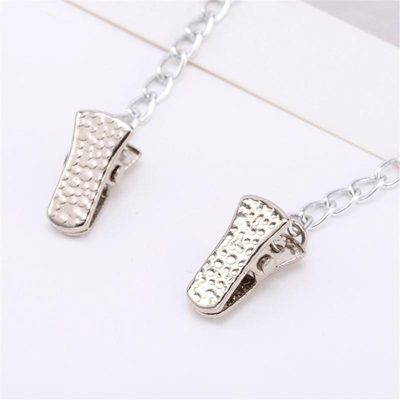 Элегантный металлический зажим-цепочка для свитера, простой в использовании, удобный ремешок-цепочка, цепочка для рубашки для повседневной носки, серебристого цвета, 2 шт.