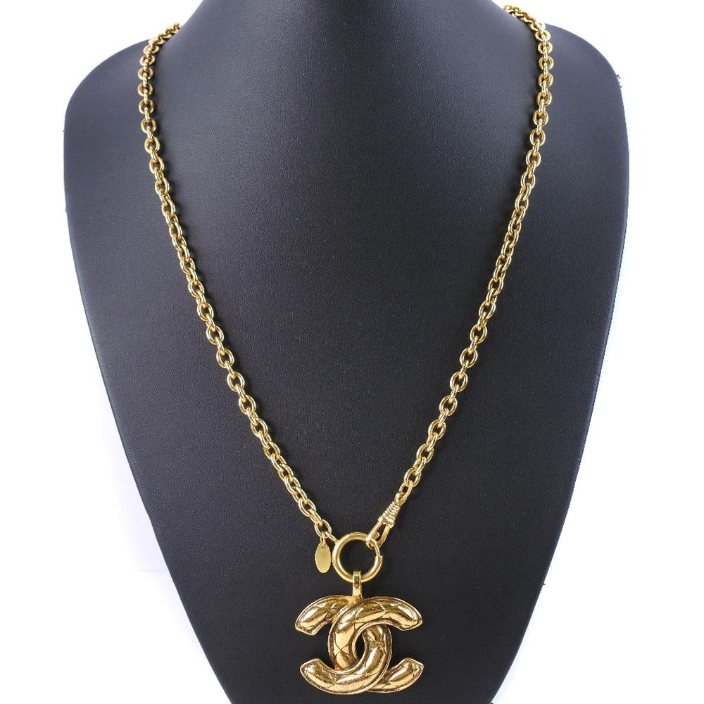 Chanel Ожерелье с логотипом COCO Matelasse винтажное позолоченное золото 65,5 г Женское Б/У