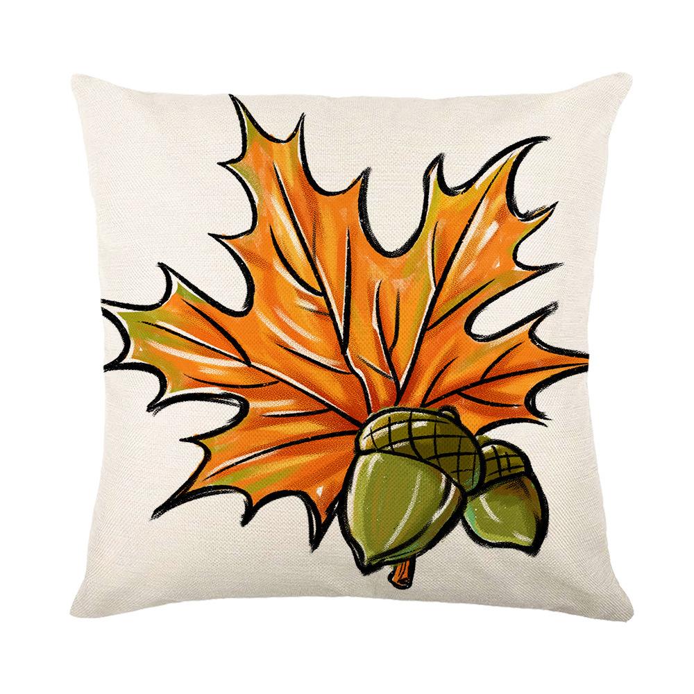 Harvest Pillow Cover Pumpkin Linen Print Home Living Room Sofa Cushion Cover Pillow Cover