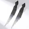 European & American Style Full Diamond Long Tassel Earrings for Women
