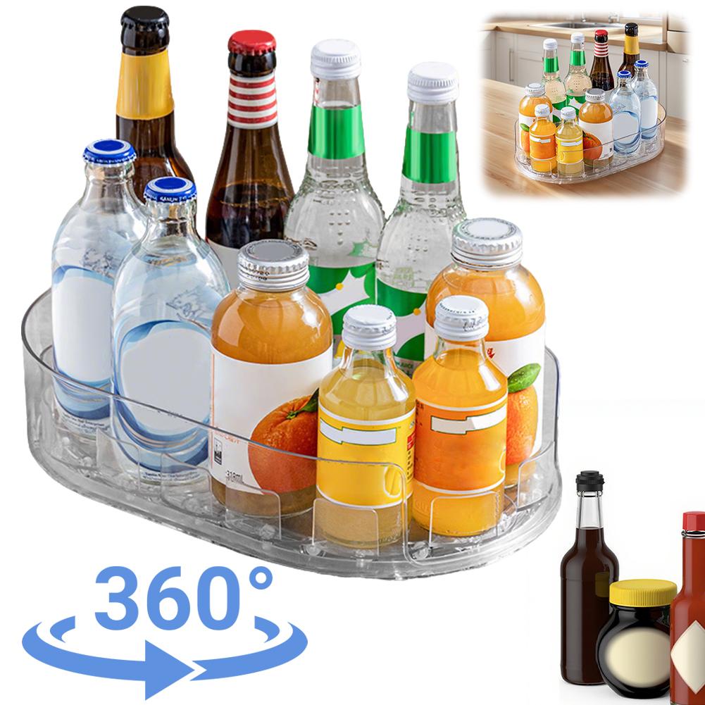 Кухонная полка для хранения напитков и приправ, вращающийся контейнер для хранения в холодильнике, органайзер-подставка для кладовой, столешницы, кухни, ванной