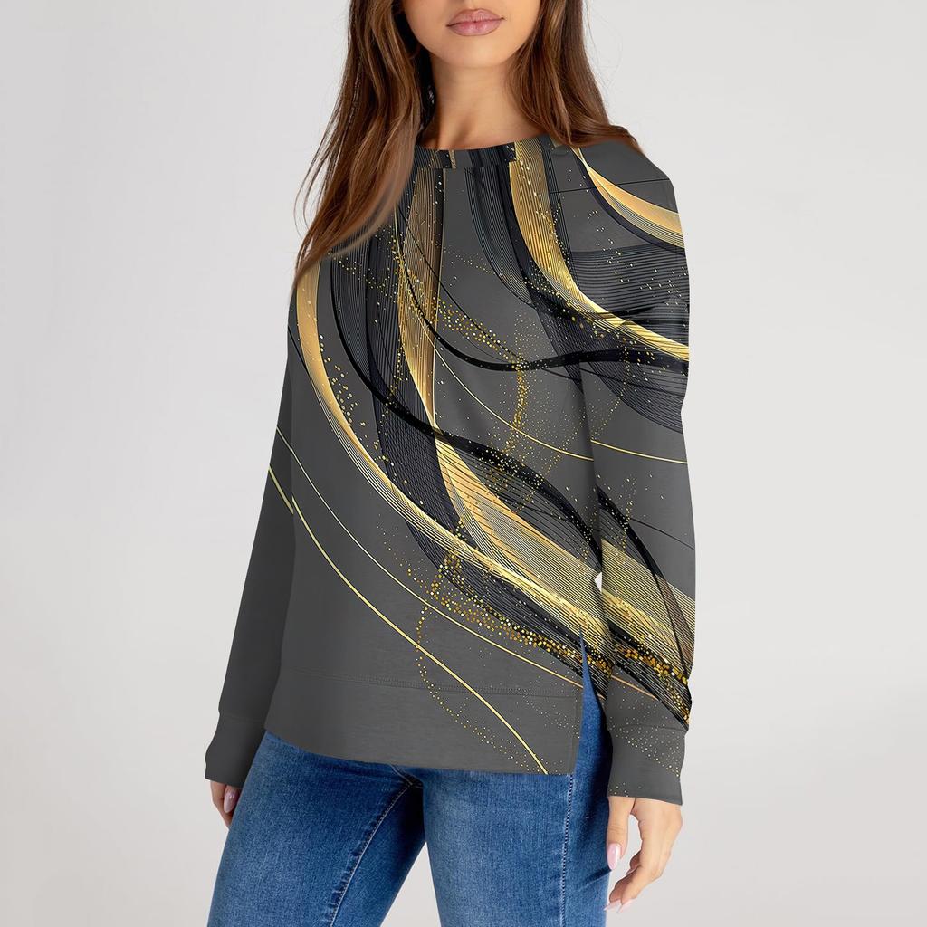 Женский повседневный модный однотонный свитер с круглым вырезом и длинными рукавами