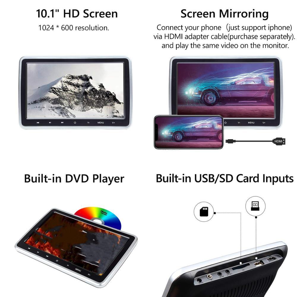 10,1-дюймовый монитор в подголовнике автомобиля, DVD-видеоплеер
