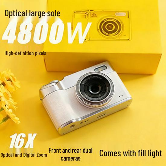 Portable Vlog Camera: Dual 48MP Front & Rear, 16X Zoom, HD Video, Pocket size