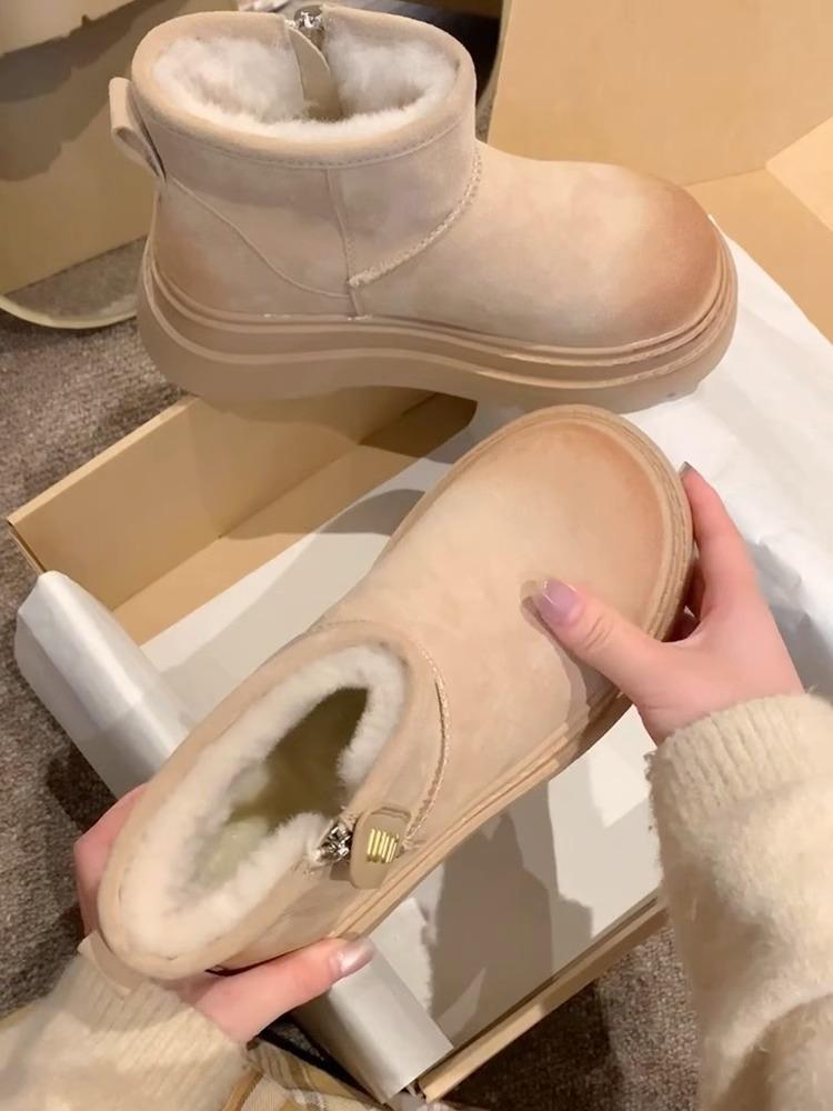 [sheii Су Иньинь] Маленькие ушки~ на толстой подошве маленькие короткие шерстяные ботинки-трубы детские зимние ботинки