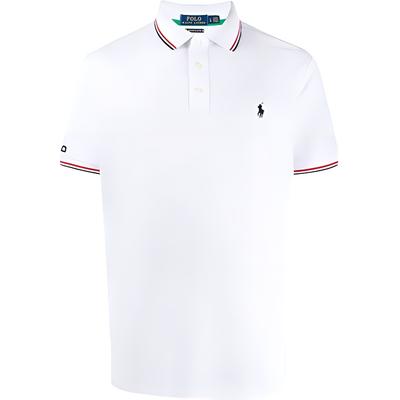 Polo Logo Вышитый Полосатый Короткий Рукав Поло Рубашка Мужская Топы Белый 710792813-002