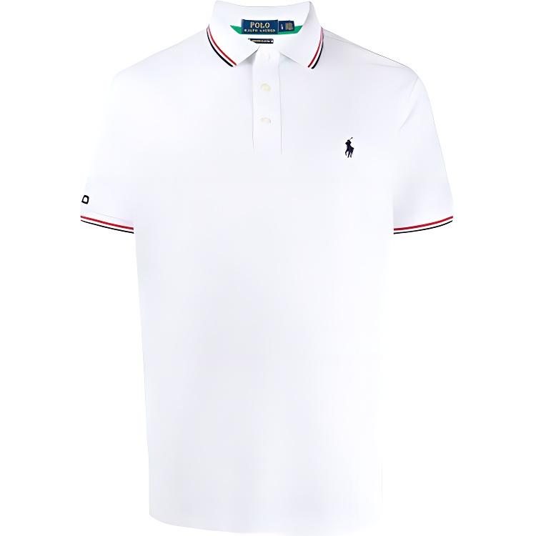 Polo Ralph Lauren Logo Вышитый Полосатый Короткий Рукав Поло Рубашка Мужская Топы Белый 710792813-002